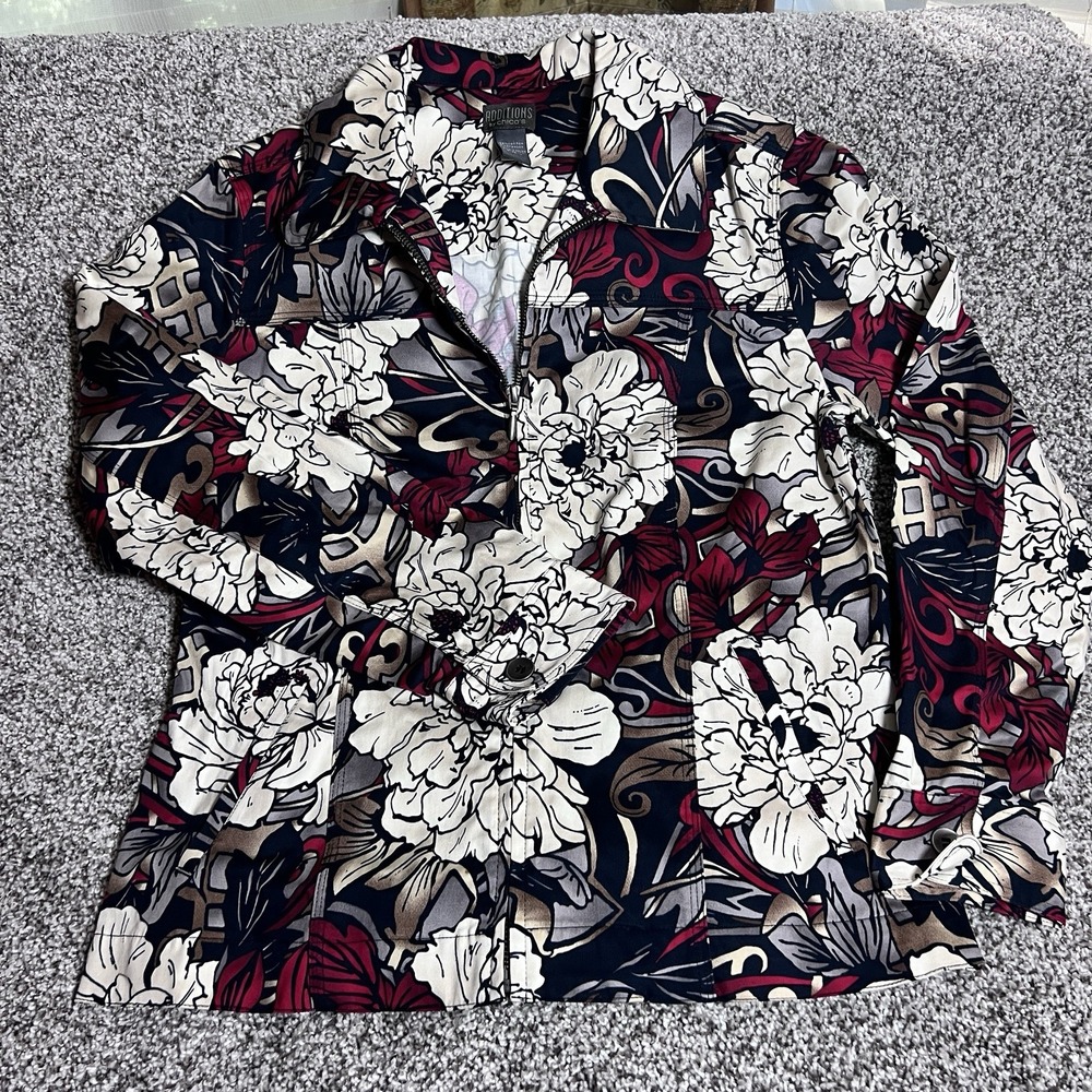 Addition's By Chico's Women's Size 1 Floral Print Jacket BlazerMedium Boho